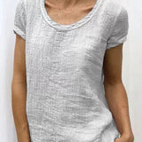 Camiseta de mujer – Corte holgado – Textura arrugada – Tejido transpirable – Mangas cortas