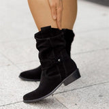 Botas de mujer - Gamuza elegante - Corte relajado - Correas y hebillas decorativas - Comodidad para el día a día