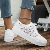 Zapatillas deportivas para mujer – Parte superior con cordones transpirables – Corte bajo – Suela plana antideslizante