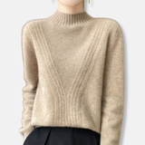 Suéter de mujer – Lana – Corte holgado – Cuello alto – Punto acanalado