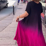 Vestido de mujer - Corte holgado en A - Mangas cortas - Cuello en V - Tejido ligero