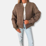 Chaqueta bomber para mujer – Corte holgado – Acolchada – Cremallera frontal – Ribete de canalé