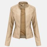 Chaqueta de cuero entallada Amélie | Chaqueta con cuello alto y cierre de cremallera