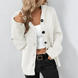Chaleco de punto para mujer – Corte oversize – Punto suave – Capucha – Botones en la parte delantera