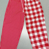 Pantalones de mujer - Corte holgado - Cintura elástica - Estampado de rayas y cuadros