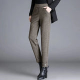 Pantalones rectos Sophie Chevron | Pantalones de lana