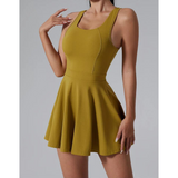 Vestido de tenis para mujer - Sin mangas - Cuello redondo - Corte ajustado y fluido