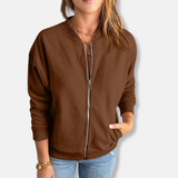 Chaqueta de mujer – Corte relajado – Punto suave – Cierre de cremallera – Estilo casual