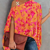 Top de mujer con hombros descubiertos – Corte holgado – Estampado geométrico – Tejido transpirable