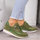 Zapatillas deportivas para mujer – Comodidad óptima – Cierre con cordones y cremallera – Suela acolchada