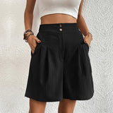 Shorts de mujer - Cintura alta - Corte holgado - Tejido ligero y transpirable - Bolsillos prácticos