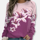 Sudadera de mujer - Punto suave - Corte holgado - Cuello redondo - Mangas largas - Estampado floral