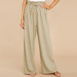 Pantalones anchos para mujer - Cintura alta - Tejido suave - Cintura ajustable - Comodidad elegante