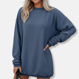 Sudadera de mujer – Corte oversize – Mangas largas – Cuello redondo – Algodón suave