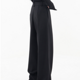 Pantalones de mujer - Cintura alta - Pierna ancha y fluida - Caída asimétrica - Elegante y chic