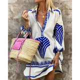 Minivestido de mujer – Corte informal – Mangas voluminosas – Tejido transpirable