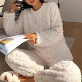 Pijama de mujer – Conjunto de punto suave – Corte holgado – Textura de punto trenzado
