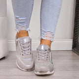 Zapatillas deportivas para mujer – Comodidad óptima – Cierre con cordones y cremallera – Suela acolchada