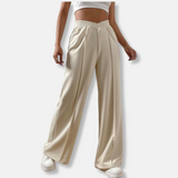 Pantalones de mujer - Tejido elástico suave - Cintura alta - Bolsillos laterales