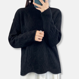 Suéter de mujer - Tejido ligero - Cuello alto - Mangas largas - Corte holgado