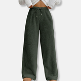 Pantalones de estar por casa para mujer – Polar suave – Corte holgado – Cintura elástica con cordón