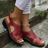 Sandalias de mujer - Piel auténtica - Tacón cuadrado cómodo - Punta abierta - Correa ajustable