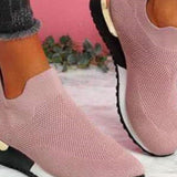 Zapatillas deportivas para mujer - Tejido de punto transpirable - Suela ligera y cómoda - Sin cordones