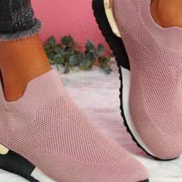 Zapatillas deportivas para mujer - Tejido de punto transpirable - Suela ligera y cómoda - Sin cordones