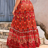 Falda larga para mujer - Estilo bohemio - Cintura elástica - Fluida y cómoda