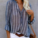 Olivia - Preciosa blusa de algodón a rayas