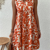 Vestido de mujer - Sin mangas - Corte holgado - Cuello en V - Elegante estampado floral