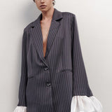 Blazer vintage de rayas con patchwork