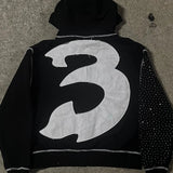 Sudadera con capucha extragrande con cremallera y bordado