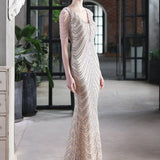 Elegante vestido de noche de sirena con lentejuelas