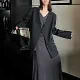 Blazer negro informal de gran tamaño