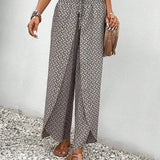 Pantalones anchos para mujer - Cintura elástica con cordón - Cómodos y fluidos
