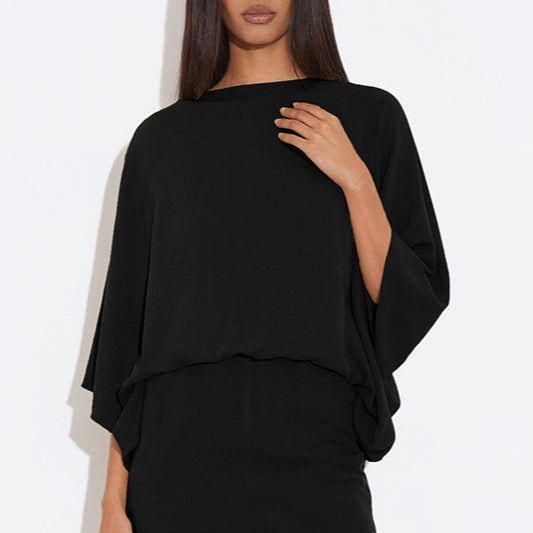 Minivestido holgado con espalda baja y cuello vuelto