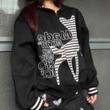 Sudadera con capucha de ciervo con patchwork vintage