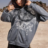 Sudadera con capucha extragrande con estampado de águila