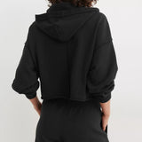 Sudadera con capucha lisa, elegante e informal con cuello en V