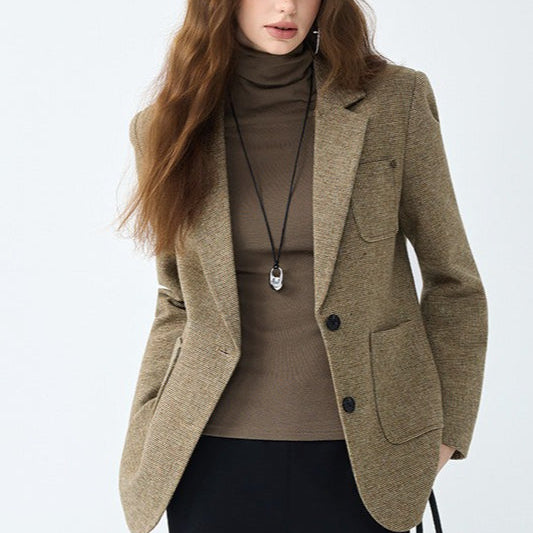 Blazer de lana marrón Maillard