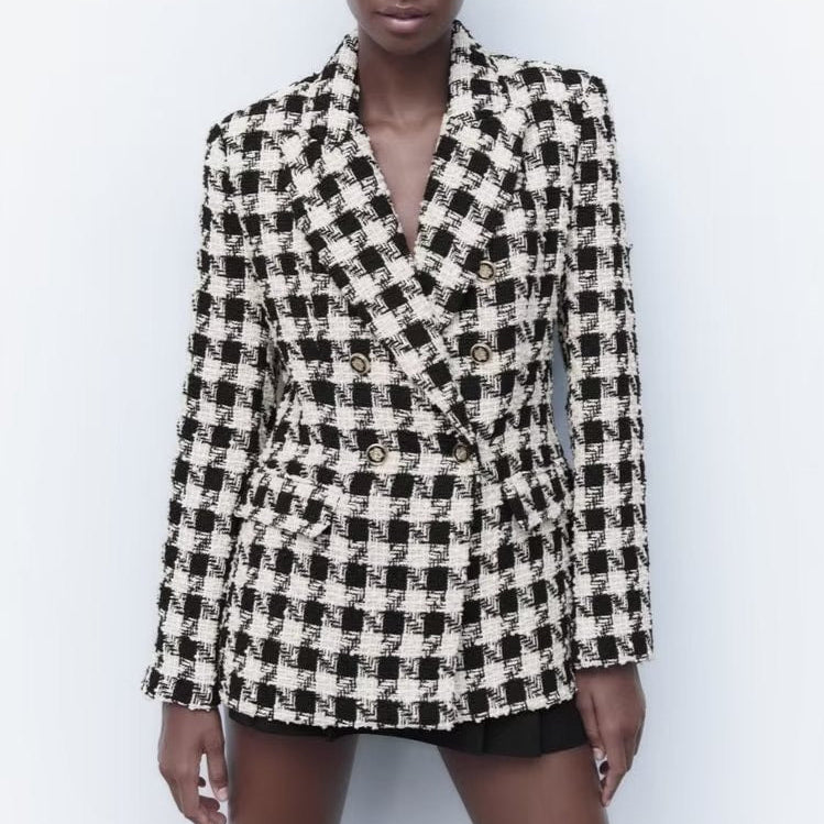 Blazer cruzado de pata de gallo