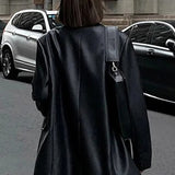 Chaqueta blazer de cuero PU negro