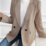 Blazer elegante e informal con estampado de pata de gallo vintage