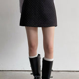 Falda trapecio de lana con lunares
