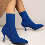 Botines de mujer - Tacón de aguja - Punta puntiaguda - Tejido elástico cómodo