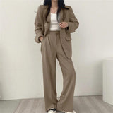 Blazer elegante y pantalón recto para mujer - Estilo refinado y cómodo