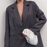 Blazer vintage de rayas con patchwork