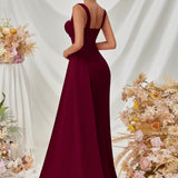 Vestido de noche maxi sexy ajustado con abertura