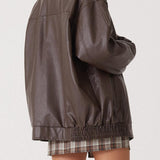 Chaqueta de aviador de cuero PU
